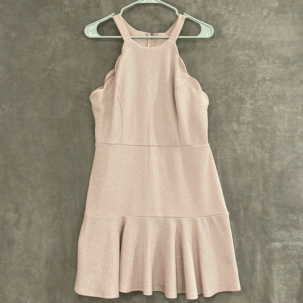 Light pink sparkle glitter like party dress women’s Sz XL knee length sleeveless